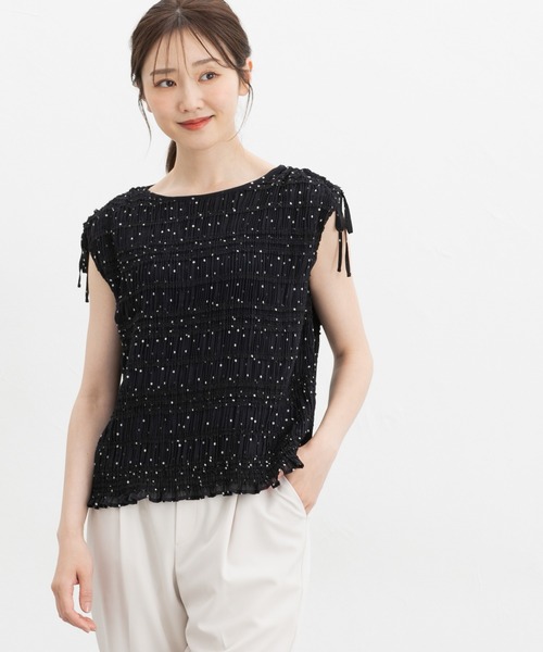 Honeys(ハニーズ)の「【接触冷感】シャーリングブラウス(シャツ/ブラウス・レディース・ネイビー系1/グレイッシュブルー/ホワイト系その他2/ブラック・L/LL/M/S)」の14枚目の写真