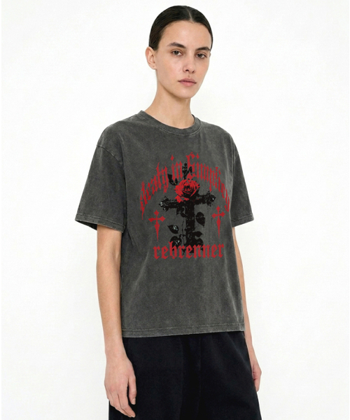 REBRENNER(リブレンナー)の「DTFシンプリー ピグメント 半袖Tシャツ チャコール(Tシャツ/カットソー・レディース・その他・X-LARGE/2XL/MEDIUM/LARGE)」の2枚目の写真