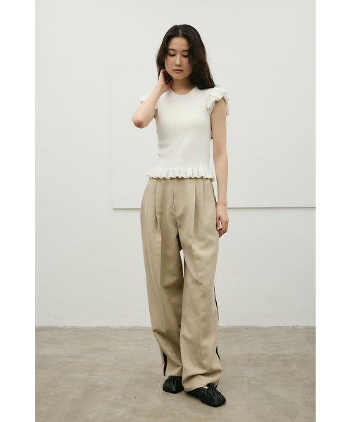 STYLEMIXER(スタイルミキサー)の「ミニマルフリルニット(ニット/セーター・レディース・ブラック/ホワイト/ブラウン・FREE)」の6枚目の写真