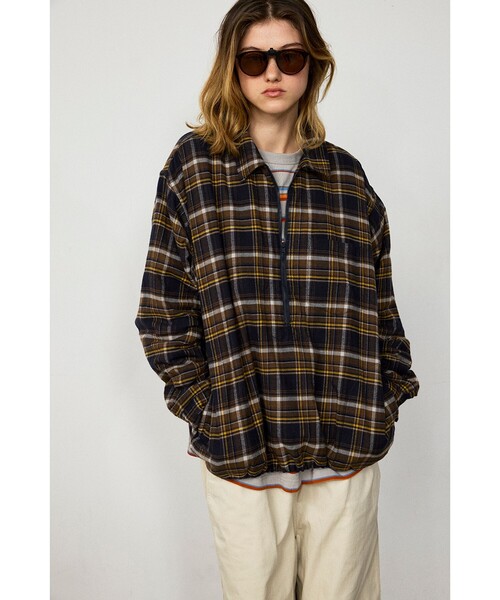 BEAMS(ビームス)の「ハーフジップ プルオーバー シャツ(シャツ/ブラウス・メンズ・ブラウン/グレー・S/XL/L/M)」の1枚目の写真