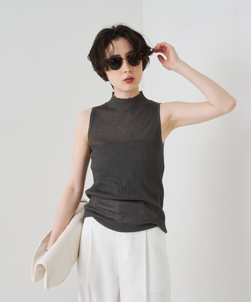 Rouge vif(ルージュヴィフ)の「きらめきラメシアータートルリブタンクニット(ニット/セーター・レディース・オフホワイト/チャコールグレー/ブラウン・フリー)」の19枚目の写真