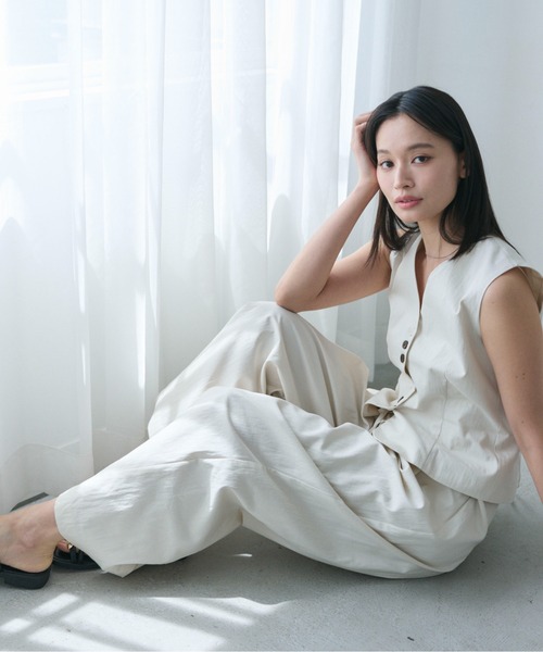 SOYEN(ソイエン)の「ダブルドロストバレルタックフォルムワイドパンツ/セットアップ可(その他パンツ・レディース・カーキ/アイボリー・F)」の18枚目の写真