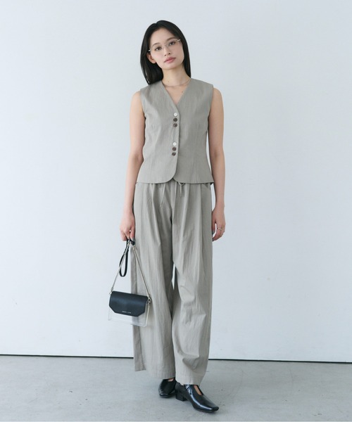 SOYEN(ソイエン)の「ダブルドロストバレルタックフォルムワイドパンツ/セットアップ可(その他パンツ・レディース・カーキ/アイボリー・F)」の12枚目の写真