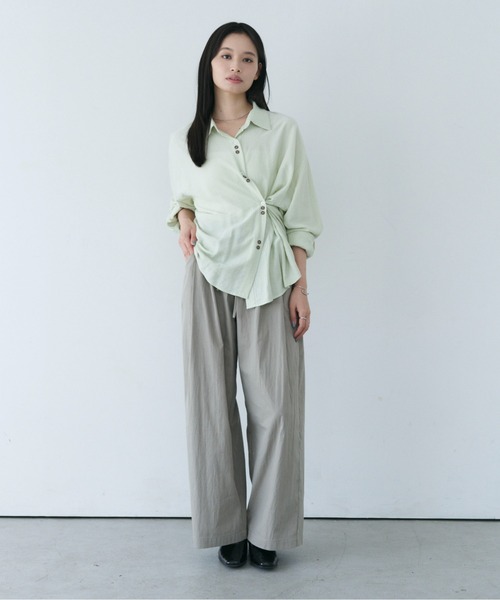 SOYEN(ソイエン)の「ダブルドロストバレルタックフォルムワイドパンツ/セットアップ可(その他パンツ・レディース・カーキ/アイボリー・F)」の14枚目の写真