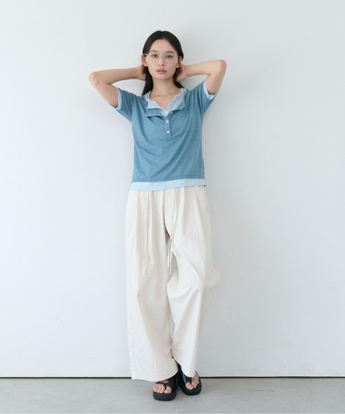 SOYEN(ソイエン)の「ダブルドロストバレルタックフォルムワイドパンツ/セットアップ可(その他パンツ・レディース・カーキ/アイボリー・F)」の15枚目の写真