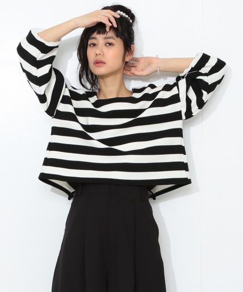 CAROLINA GLASER（カロリナ グレイサー）の「CAROLINA GLASER / リップル プルオーバー（その他トップス・レディース・アイボリー/ブラック×ホワイト・ONE SIZE）」の16枚目の写真