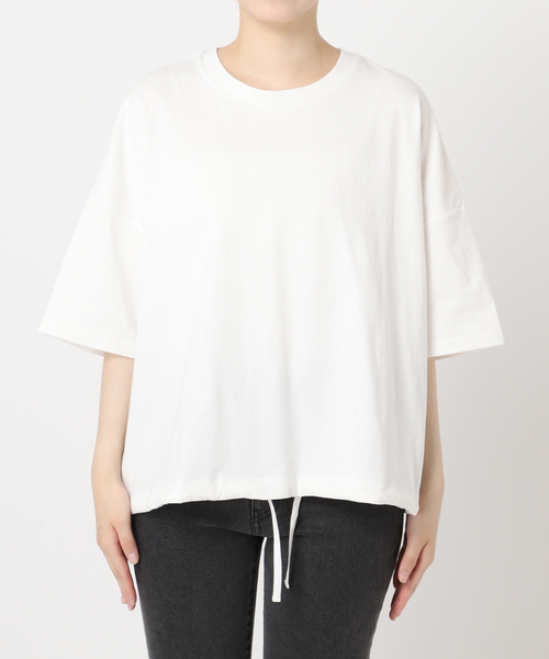 JOURNAL STANDARD relume（ジャーナルスタンダード　レリューム）の「《追加2》ギャザーヘムショートスリーブTシャツ（Tシャツ/カットソー・レディース・ベージュ/ブラック/ライトグレー/ホワイト・FREE）」の9枚目の写真