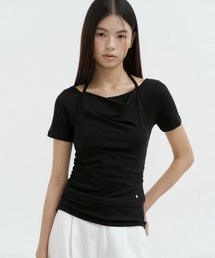 Halter Layered Sleeve Top (black)