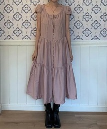 シングルブレストパフスリーブワンピース