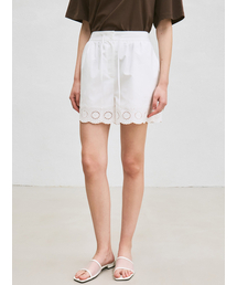 embroidered drawstring shorts (white)