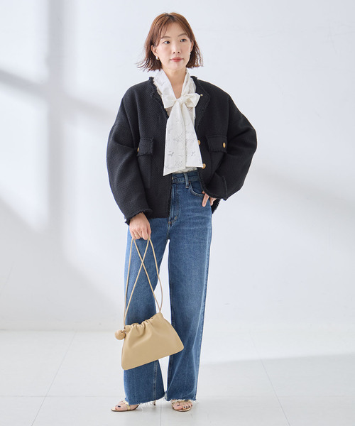 journal standard L'essage(ジャーナルスタンダードレサージュ)の「《追加》IPEKERDOT&FLOWER/シアーボウブラウス(シャツ/ブラウス・レディース・ホワイト/ブラックミックス/アイボリー・FREE)」の16枚目の写真