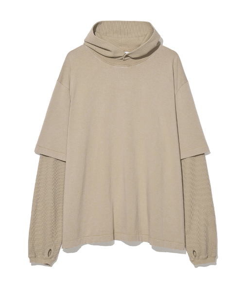 PARTIMENTO(パルティメント)の「ワッフルレイヤードフードパーカー ベージュ(パーカー・メンズ・その他・MEDIUM/LARGE)」の1枚目の写真