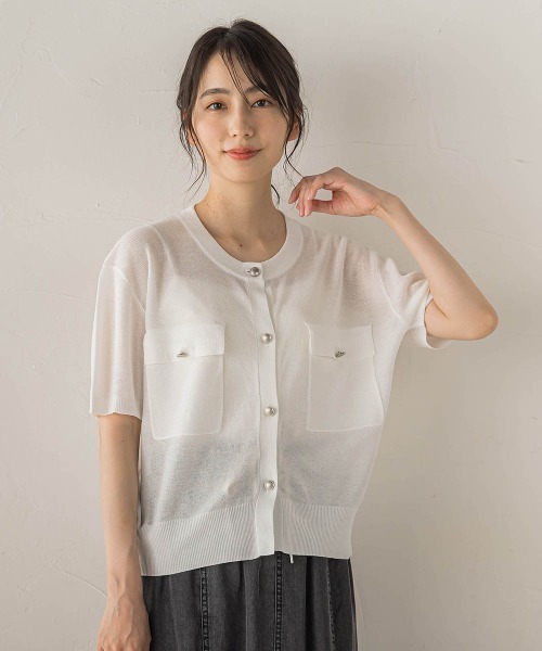 Droite lautreamont(ドロワットロートレアモン)の「ミラノリブカーディガン(カーディガン/ボレロ・レディース・ブラック/オフホワイト/レッド・M)」の2枚目の写真