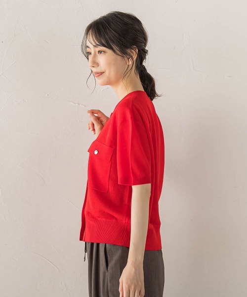 Droite lautreamont(ドロワットロートレアモン)の「ミラノリブカーディガン(カーディガン/ボレロ・レディース・ブラック/オフホワイト/レッド・M)」の14枚目の写真