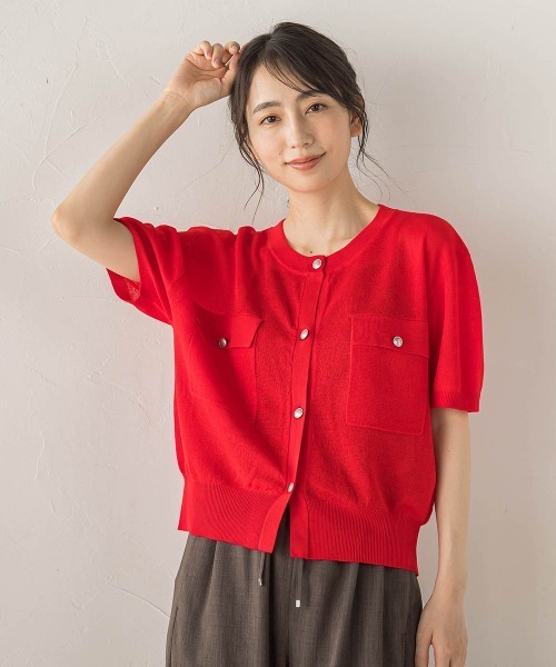 Droite lautreamont(ドロワットロートレアモン)の「ミラノリブカーディガン(カーディガン/ボレロ・レディース・ブラック/オフホワイト/レッド・M)」の13枚目の写真