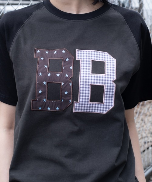 BROKEN BASE(ブロークンベース)の「BB raglan patchwork Tee / BB ラグランパッチワークTee(Tシャツ/カットソー・メンズ・チャコールグレー/グレー・MEDIUM/SMALL)」の4枚目の写真
