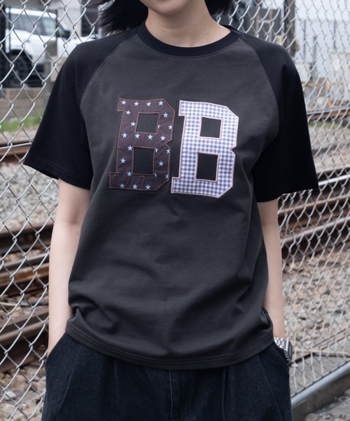 BROKEN BASE(ブロークンベース)の「BB raglan patchwork Tee / BB ラグランパッチワークTee(Tシャツ/カットソー・メンズ・チャコールグレー/グレー・MEDIUM/SMALL)」の12枚目の写真