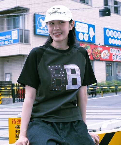 BROKEN BASE(ブロークンベース)の「BB raglan patchwork Tee / BB ラグランパッチワークTee(Tシャツ/カットソー・メンズ・チャコールグレー/グレー・MEDIUM/SMALL)」の9枚目の写真