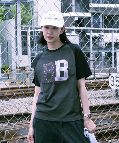 BROKEN BASE(ブロークンベース)の「BB raglan patchwork Tee / BB ラグランパッチワークTee(Tシャツ/カットソー・メンズ・チャコールグレー/グレー・MEDIUM/SMALL)」の10枚目の写真