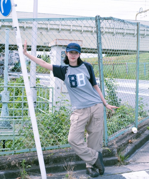 BROKEN BASE(ブロークンベース)の「BB raglan patchwork Tee / BB ラグランパッチワークTee(Tシャツ/カットソー・メンズ・チャコールグレー/グレー・MEDIUM/SMALL)」の14枚目の写真