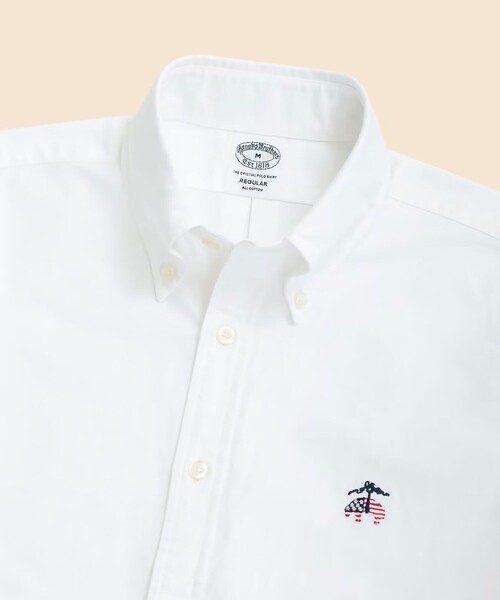 BROOKS BROTHERS(ブルックスブラザーズ)の「【アメリカ建国250th記念】 ◆オンラインストア限定◆ オックスフォード 星条旗GF ショートスリーブ ポロカラーシャツ Regular Fit(シャツ/ブラウス・メンズ・ホワイト・X-LARGE/SMALL/MEDIUM/LARGE)」の3枚目の写真