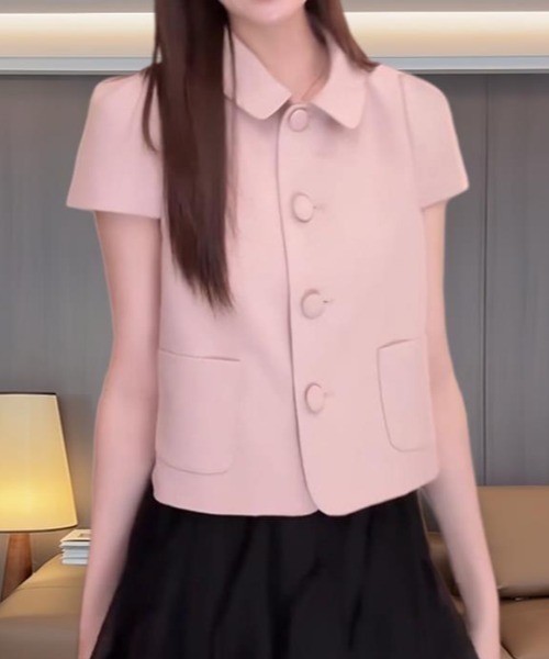 semplice（センプリチェ）の「シャツ【韓国ファッション】（シャツ/ブラウス・レディース・ブラック/ピンク・F）」の2枚目の写真