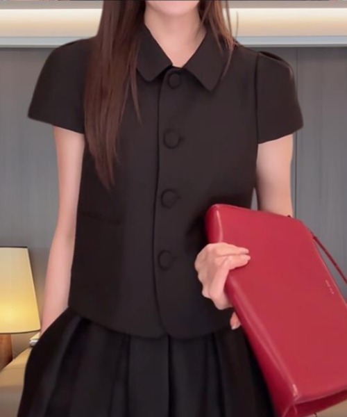 semplice（センプリチェ）の「シャツ【韓国ファッション】（シャツ/ブラウス・レディース・ブラック/ピンク・F）」の8枚目の写真