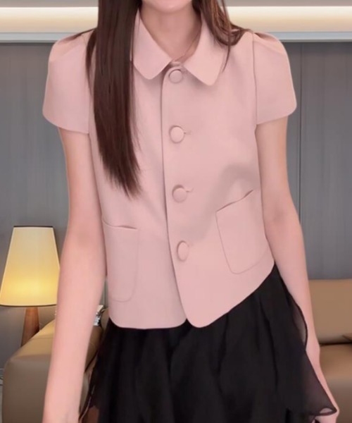 semplice（センプリチェ）の「シャツ【韓国ファッション】（シャツ/ブラウス・レディース・ブラック/ピンク・F）」の3枚目の写真