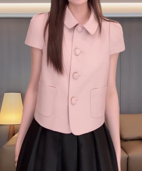semplice（センプリチェ）の「シャツ【韓国ファッション】（シャツ/ブラウス・レディース・ブラック/ピンク・F）」の4枚目の写真