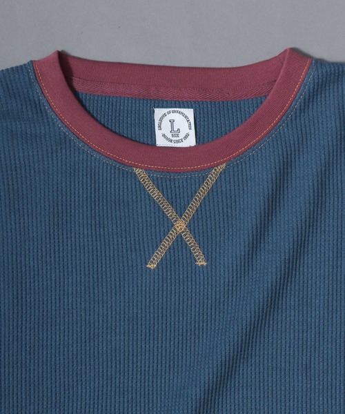 ANPAS(アンパス)の「Waffle Knit Cleric Long-Sleeve Tee / ワッフルクレリック ロングスリーブTシャツ 長袖 ロンT メンズ レディース トップス カットソー 秋冬 配色 切替(Tシャツ/カットソー・メンズ・チャコール/ピンク/アイボリー/ダークブルー・L/M)」の12枚目の写真