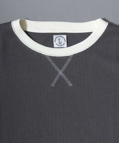 ANPAS(アンパス)の「Waffle Knit Cleric Long-Sleeve Tee / ワッフルクレリック ロングスリーブTシャツ 長袖 ロンT メンズ レディース トップス カットソー 秋冬 配色 切替(Tシャツ/カットソー・メンズ・チャコール/ピンク/アイボリー/ダークブルー・L/M)」の17枚目の写真