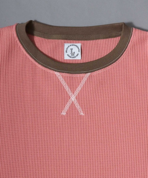 ANPAS(アンパス)の「Waffle Knit Cleric Long-Sleeve Tee / ワッフルクレリック ロングスリーブTシャツ 長袖 ロンT メンズ レディース トップス カットソー 秋冬 配色 切替(Tシャツ/カットソー・メンズ・チャコール/ピンク/アイボリー/ダークブルー・L/M)」の22枚目の写真