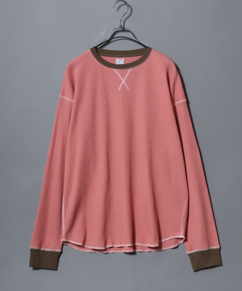 ANPAS(アンパス)の「Waffle Knit Cleric Long-Sleeve Tee / ワッフルクレリック ロングスリーブTシャツ 長袖 ロンT メンズ レディース トップス カットソー 秋冬 配色 切替(Tシャツ/カットソー・メンズ・チャコール/ピンク/アイボリー/ダークブルー・L/M)」の20枚目の写真