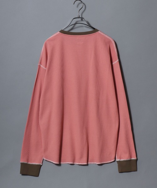 ANPAS(アンパス)の「Waffle Knit Cleric Long-Sleeve Tee / ワッフルクレリック ロングスリーブTシャツ 長袖 ロンT メンズ レディース トップス カットソー 秋冬 配色 切替(Tシャツ/カットソー・メンズ・チャコール/ピンク/アイボリー/ダークブルー・L/M)」の21枚目の写真
