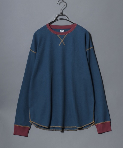 ANPAS(アンパス)の「Waffle Knit Cleric Long-Sleeve Tee / ワッフルクレリック ロングスリーブTシャツ 長袖 ロンT メンズ レディース トップス カットソー 秋冬 配色 切替(Tシャツ/カットソー・メンズ・チャコール/ピンク/アイボリー/ダークブルー・L/M)」の10枚目の写真