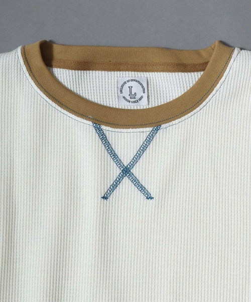 ANPAS(アンパス)の「Waffle Knit Cleric Long-Sleeve Tee / ワッフルクレリック ロングスリーブTシャツ 長袖 ロンT メンズ レディース トップス カットソー 秋冬 配色 切替(Tシャツ/カットソー・メンズ・チャコール/ピンク/アイボリー/ダークブルー・L/M)」の7枚目の写真