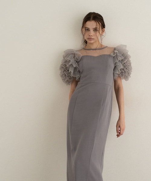 atlo(アトロ)の「フラワーチュールスリーブタイトドレス 配色メロー 大きいサイズ 結婚式 パーティードレス お呼ばれ オケージョンドレス(ドレス・レディース・グレー/ブラック×ホワイト・SS/XL/L/M/5L/4L/XXL)」の19枚目の写真