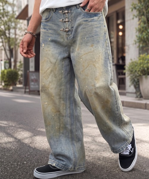 A'gem(エージェム)の「A'GEM/9 × .kom 『ARULE/アルール』Fireman Hook Vintage Denim Pants/ファイヤーマンフックヴィンテージデニムパンツ(デニムパンツ・メンズ・ブラック/ブルー・L)」の2枚目の写真