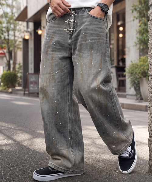 A'gem(エージェム)の「A'GEM/9 × .kom 『ARULE/アルール』Fireman Hook Vintage Denim Pants/ファイヤーマンフックヴィンテージデニムパンツ(デニムパンツ・メンズ・ブラック/ブルー・L)」の1枚目の写真