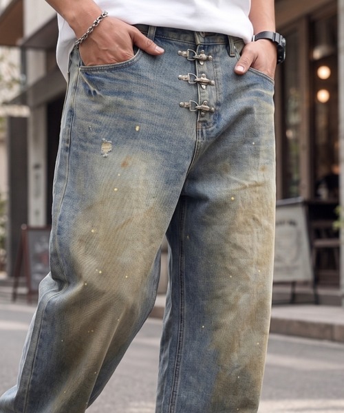 A'gem(エージェム)の「A'GEM/9 × .kom 『ARULE/アルール』Fireman Hook Vintage Denim Pants/ファイヤーマンフックヴィンテージデニムパンツ(デニムパンツ・メンズ・ブラック/ブルー・L)」の4枚目の写真