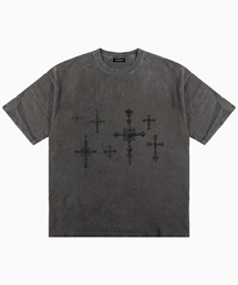 SPクロスシェイプピグメント半袖Tシャツグレー