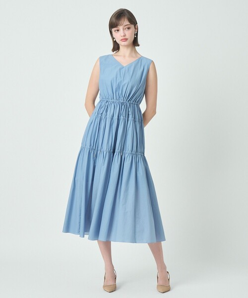 ANAYI(アナイ)の「ナイロンコットンタフタAラインワンピース(ワンピース・レディース・レッド/サックスブルー/ブラック・38/36)」の3枚目の写真