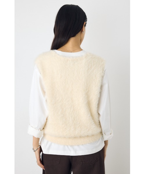AZUL by moussy(アズールバイマウジー)の「【身長/骨格別着用画像あり】シャギーニットベスト 秋服 レイヤード 春服 ニットトップス(ベスト・レディース・グレー/ブラウン/アイボリー・FREE)」の7枚目の写真