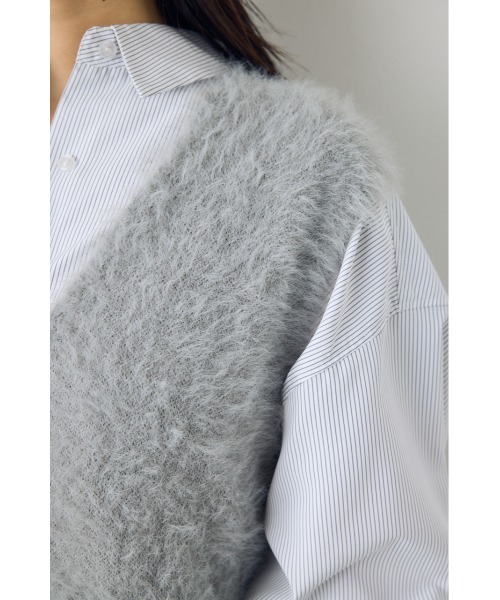 AZUL by moussy(アズールバイマウジー)の「【身長/骨格別着用画像あり】シャギーニットベスト 秋服 レイヤード 春服 ニットトップス(ベスト・レディース・グレー/ブラウン/アイボリー・FREE)」の22枚目の写真