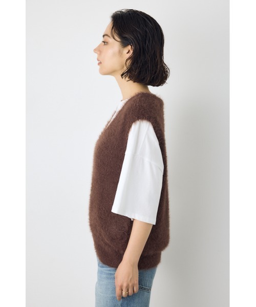AZUL by moussy(アズールバイマウジー)の「【身長/骨格別着用画像あり】シャギーニットベスト 秋服 レイヤード 春服 ニットトップス(ベスト・レディース・グレー/ブラウン/アイボリー・FREE)」の14枚目の写真