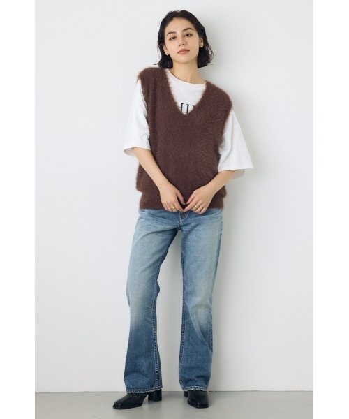 AZUL by moussy(アズールバイマウジー)の「【身長/骨格別着用画像あり】シャギーニットベスト 秋服 レイヤード 春服 ニットトップス(ベスト・レディース・グレー/ブラウン/アイボリー・FREE)」の16枚目の写真