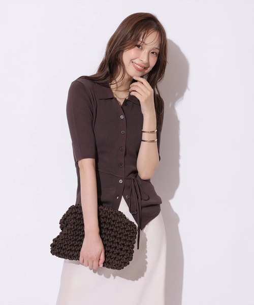 Mystrada(マイストラーダ)の「ポロリブニット(ニット/セーター・レディース・ホワイト/ブラウン/グリーン系その他2/ブラック・38)」の3枚目の写真