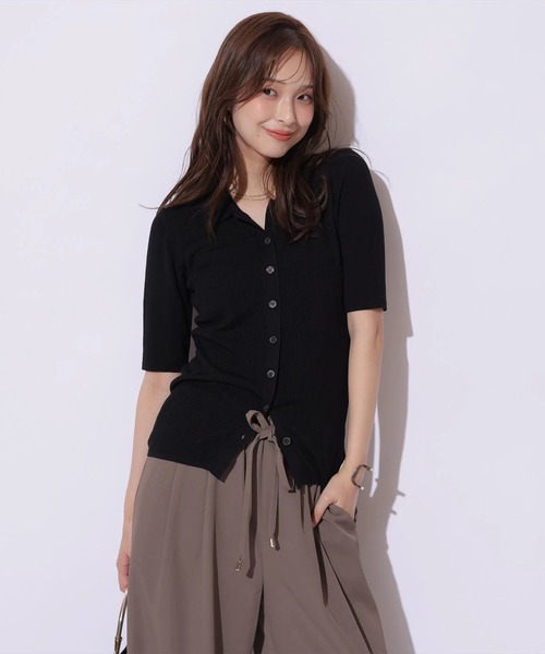 Mystrada(マイストラーダ)の「ポロリブニット(ニット/セーター・レディース・ホワイト/ブラウン/グリーン系その他2/ブラック・38)」の8枚目の写真
