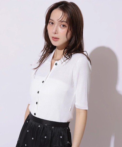 Mystrada(マイストラーダ)の「ポロリブニット(ニット/セーター・レディース・ホワイト/ブラウン/グリーン系その他2/ブラック・38)」の13枚目の写真