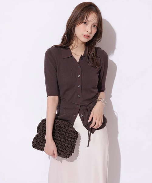 Mystrada(マイストラーダ)の「ポロリブニット(ニット/セーター・レディース・ホワイト/ブラウン/グリーン系その他2/ブラック・38)」の17枚目の写真